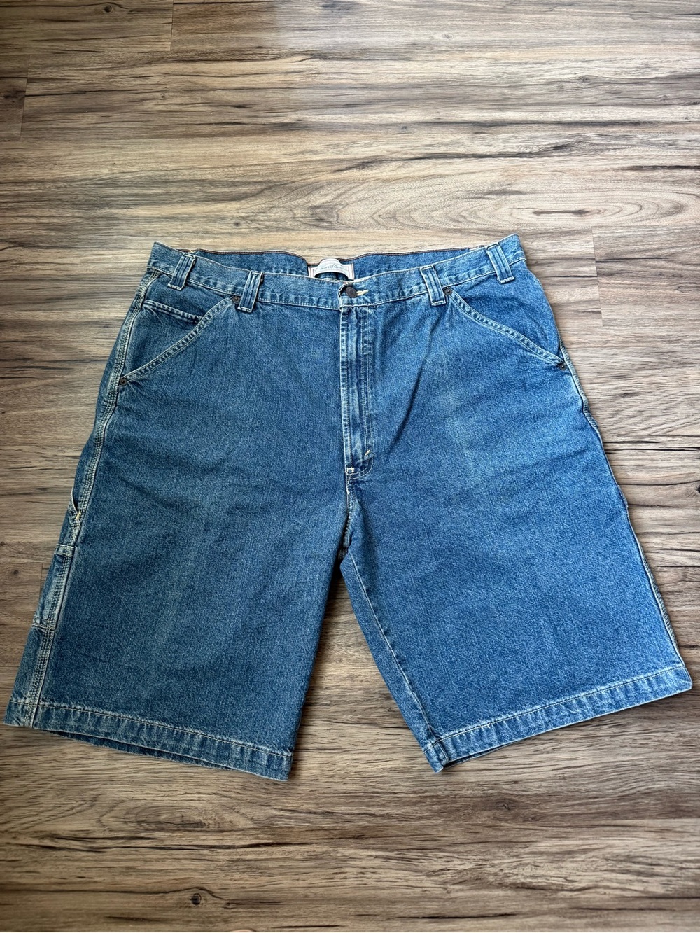 Y2K Levi Strauss Denim Carpenter Shorts Mens W40 Loose Fit Medium Wash Jorts